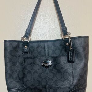 Coach Black Monogram Tote style Peyton